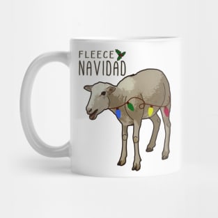 Fleece Feliz Navidad Pun Christmas Sheep with Lights Mug